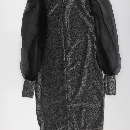 Ayanapa Womens Silver  Polyester A-Line  Size S  High Neck
