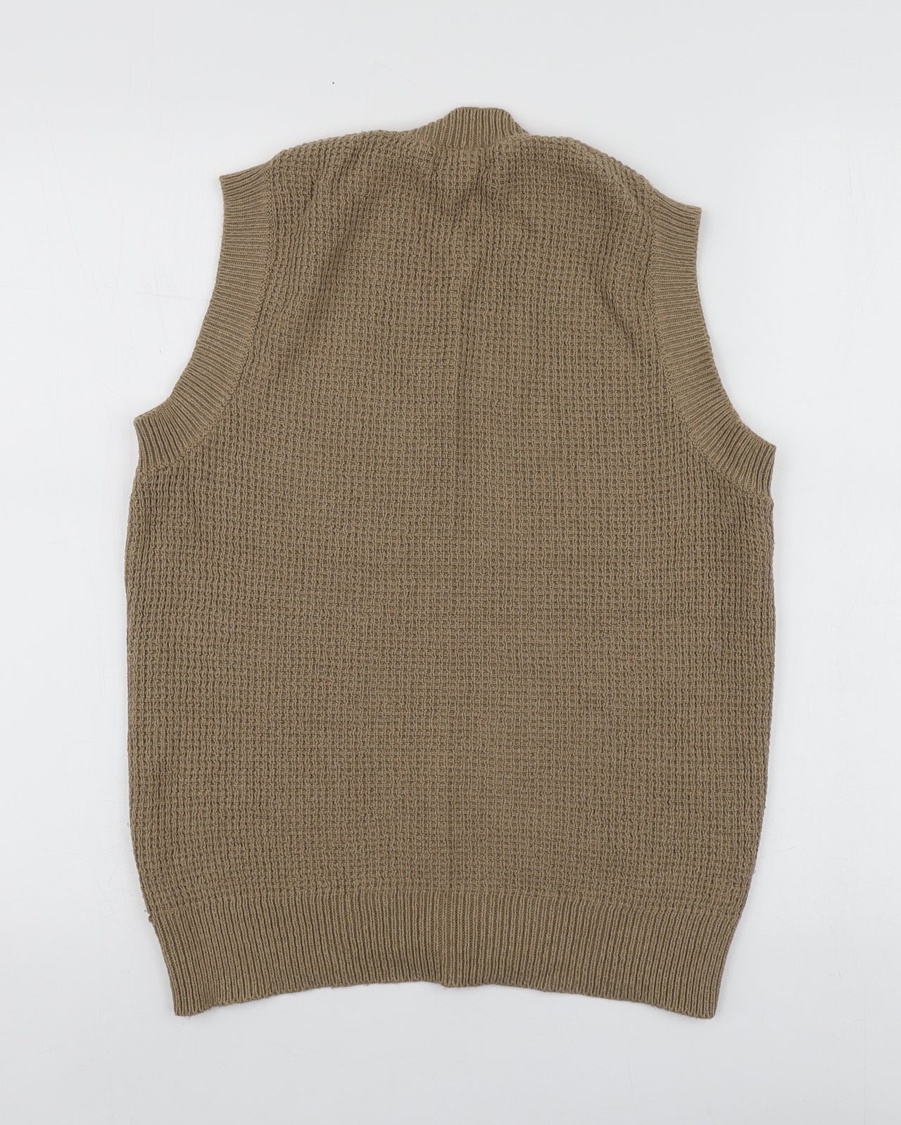 Panther Womens Brown V-Neck  Acrylic Vest Jumper Size 12