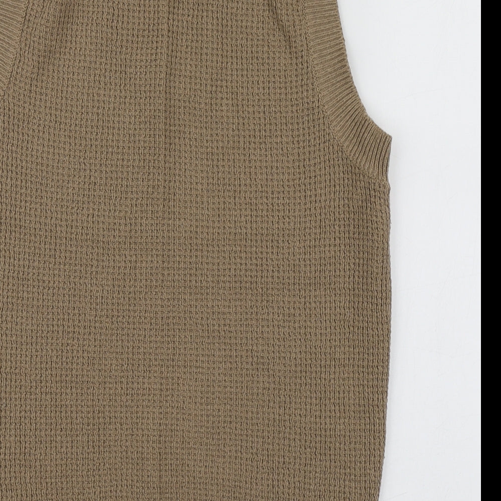 Panther Womens Brown V-Neck  Acrylic Vest Jumper Size 12
