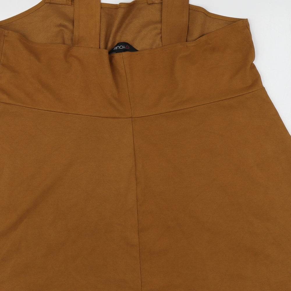 Forever Yours Womens Brown  Polyester Basic T-Shirt Size 20 Square Neck