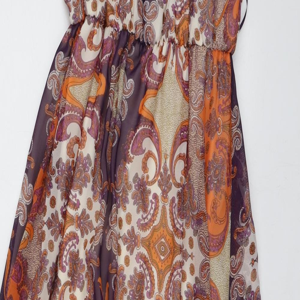 Miss Selfridge Womens Multicoloured Fair Isle Polyester Maxi  Size 12  V-Neck