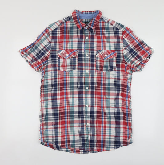 F&F Mens Multicoloured Plaid Cotton  Button-Up Size M Collared