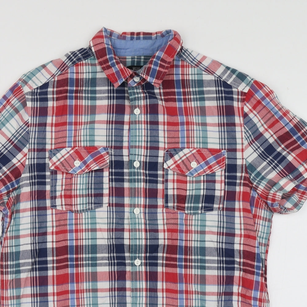 F&F Mens Multicoloured Plaid Cotton  Button-Up Size M Collared