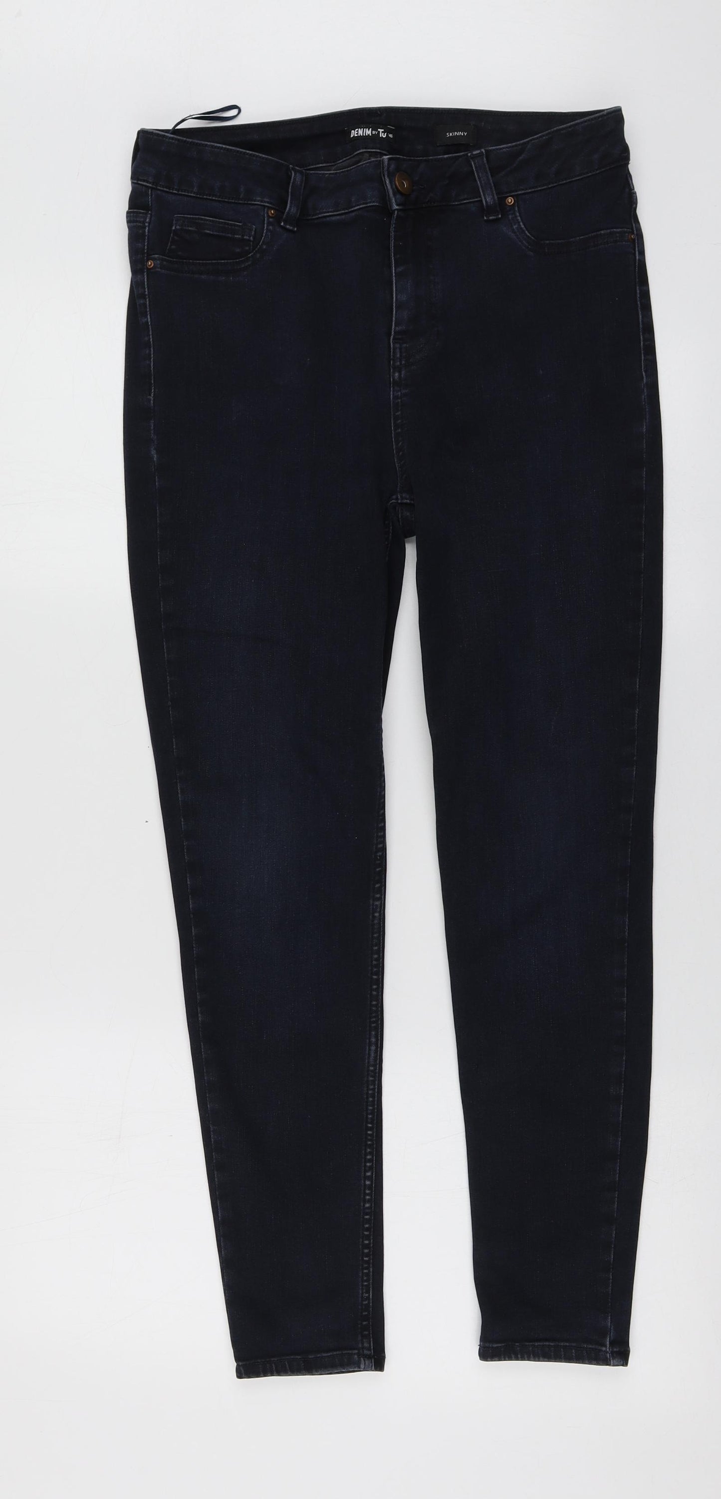 TU Womens Blue  Cotton Skinny Jeans Size 14 L27 in Regular