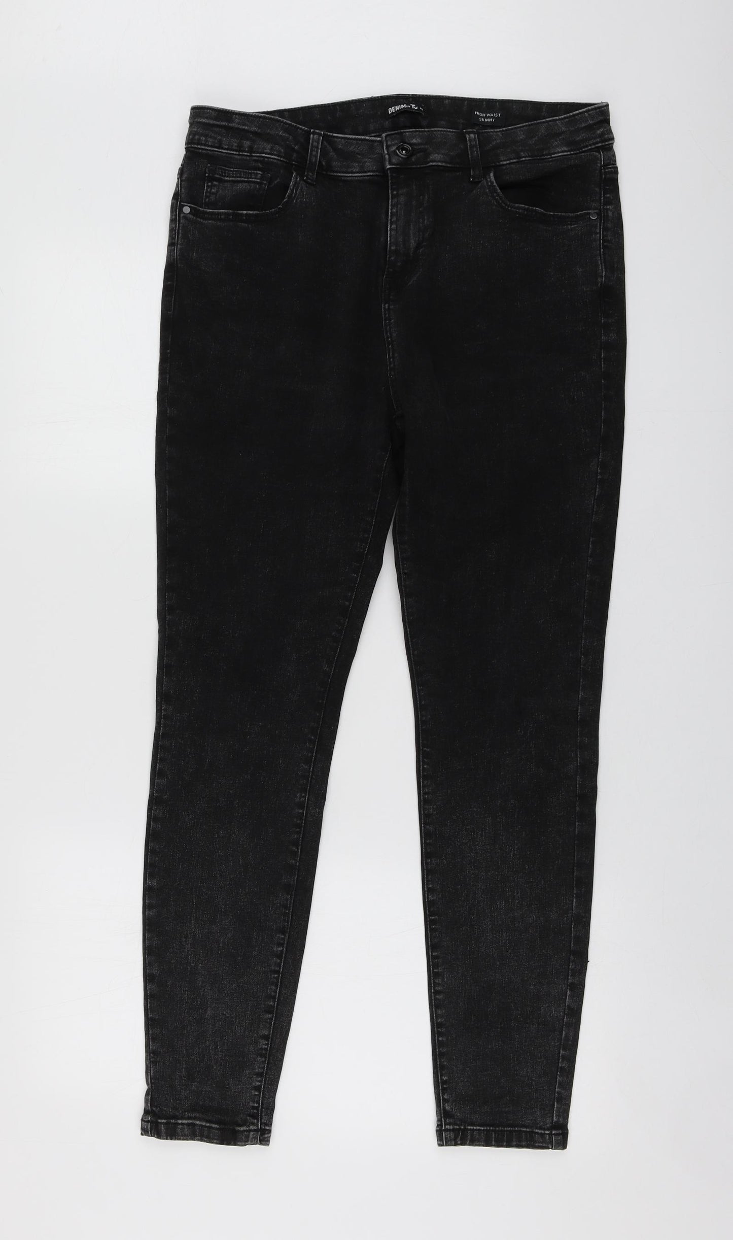TU Womens Black  Cotton Skinny Jeans Size 14 L29 in Regular