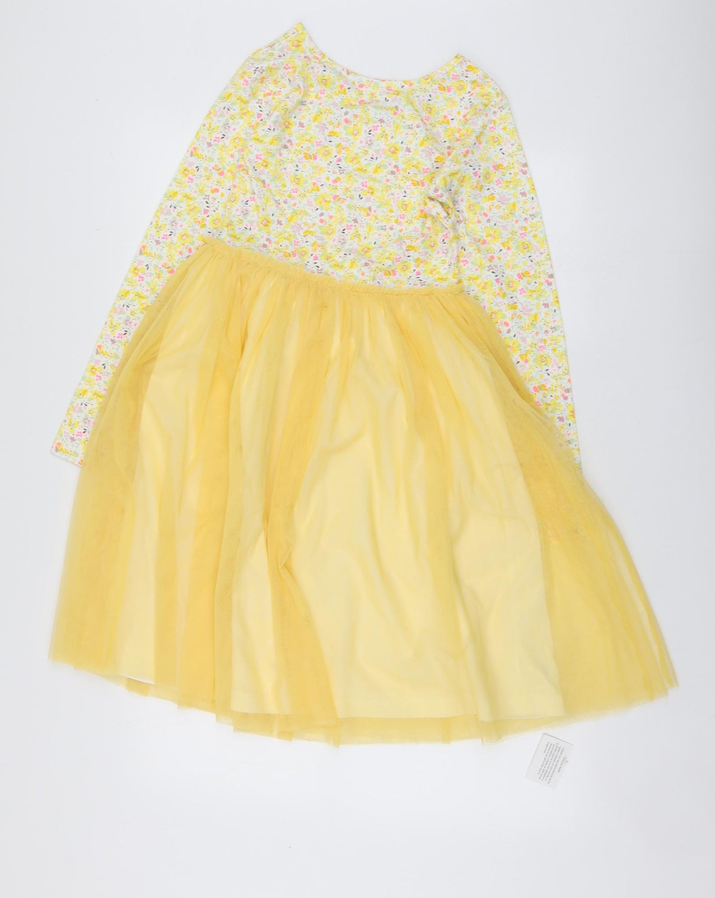 Willow Girls Yellow Geometric Cotton Shirt Dress  Size 12 Years  Round Neck