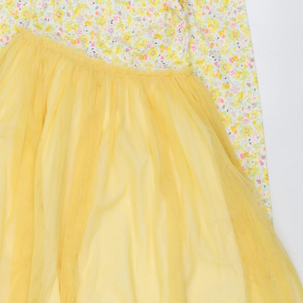 Willow Girls Yellow Geometric Cotton Shirt Dress  Size 12 Years  Round Neck