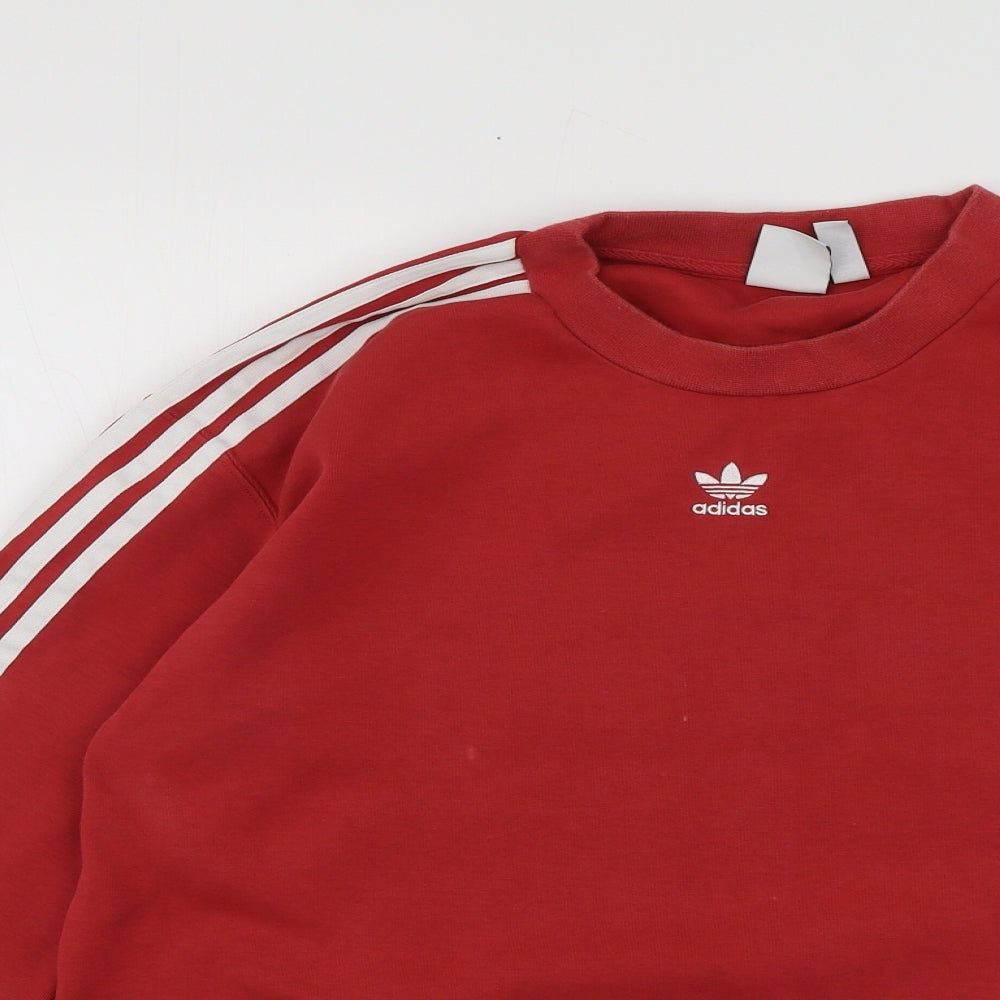 adidas Womens Red  Cotton Pullover Hoodie Size 8