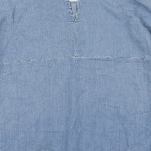 By Very Womens Blue  Lyocell Basic Blouse Size 10 Round Neck