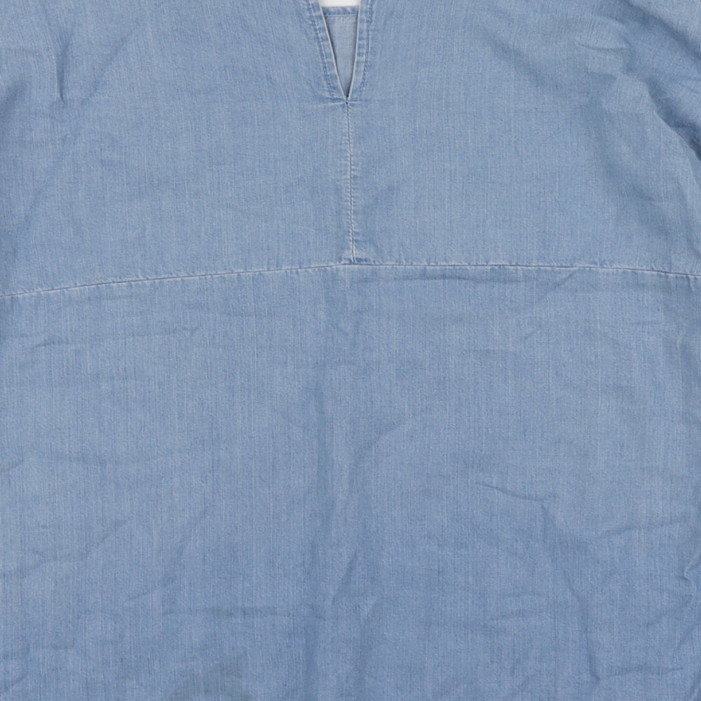By Very Womens Blue  Lyocell Basic Blouse Size 10 Round Neck