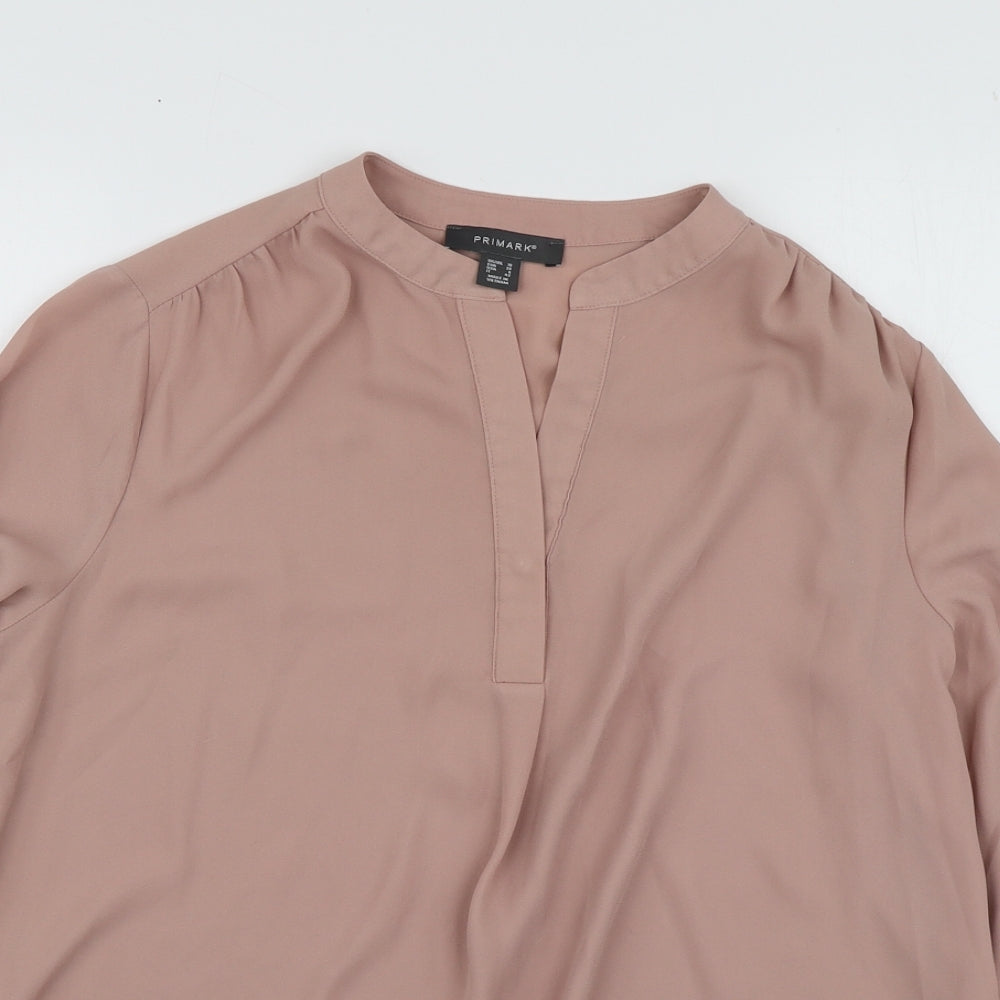 Primark Womens Pink  Polyester Basic Blouse Size 10 V-Neck