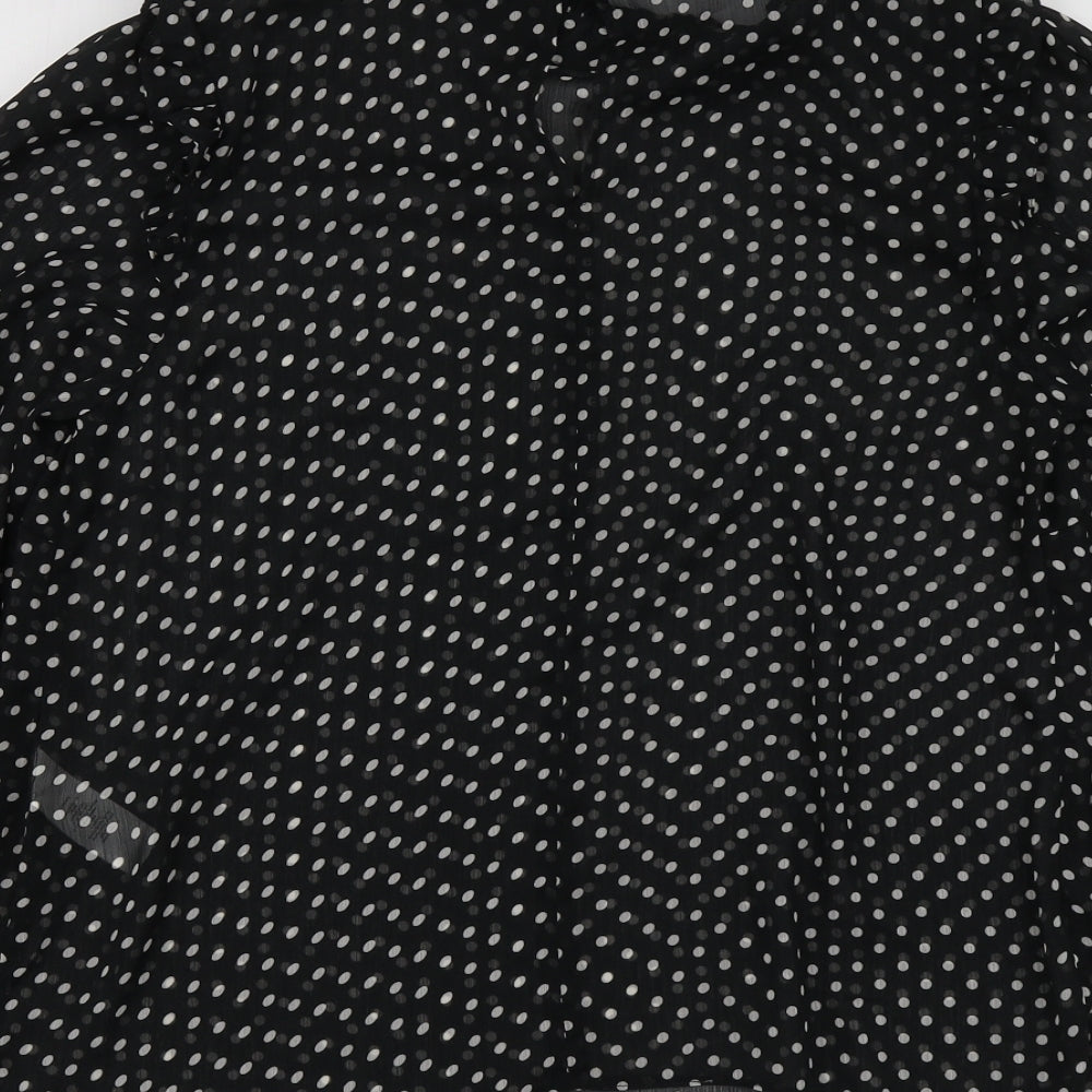Primark Womens Black Polka Dot Polyester Basic Blouse Size 10 High Neck