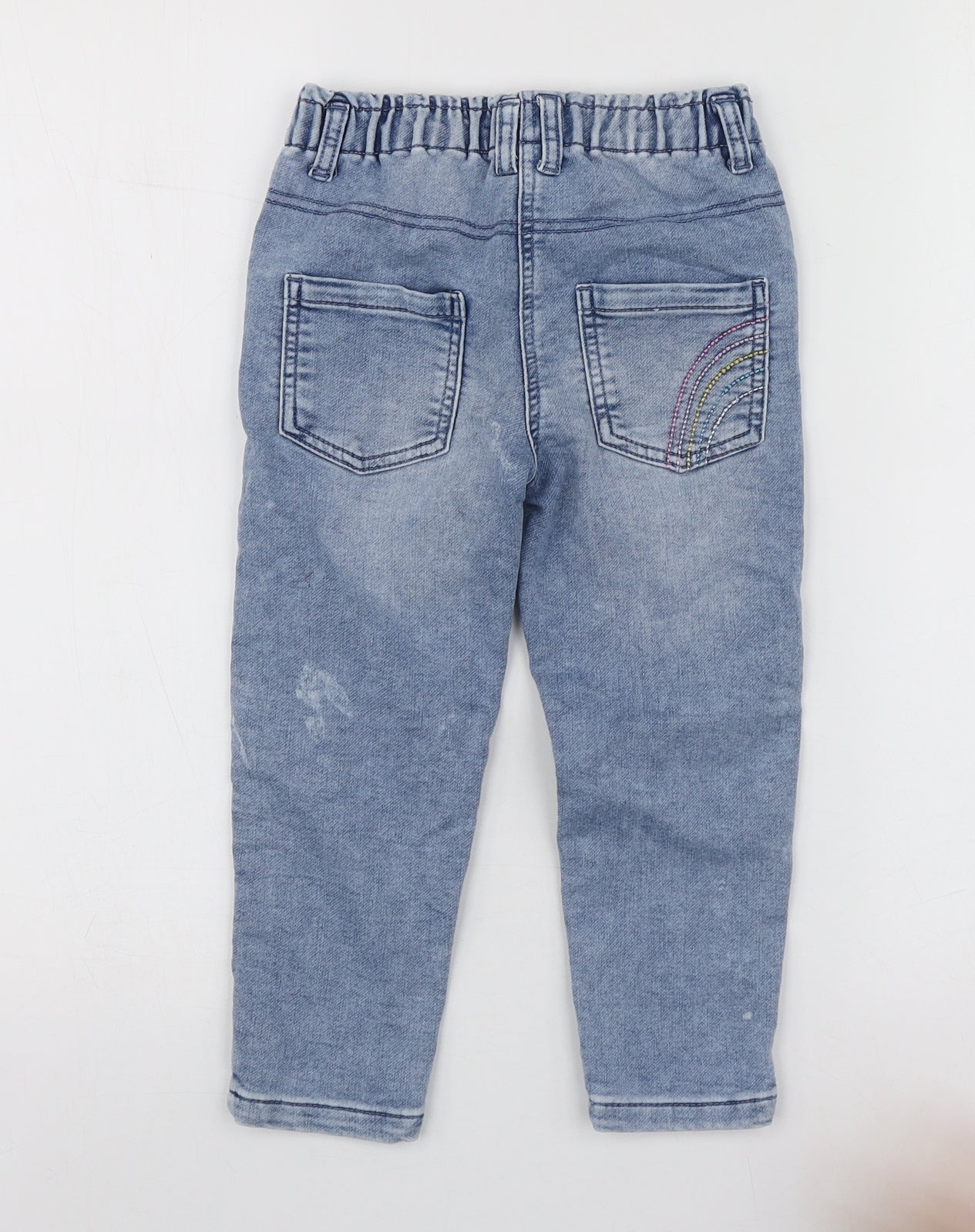 Dunnes Stores Girls Blue Geometric Cotton Skinny Jeans Size 3-4 Years  Regular