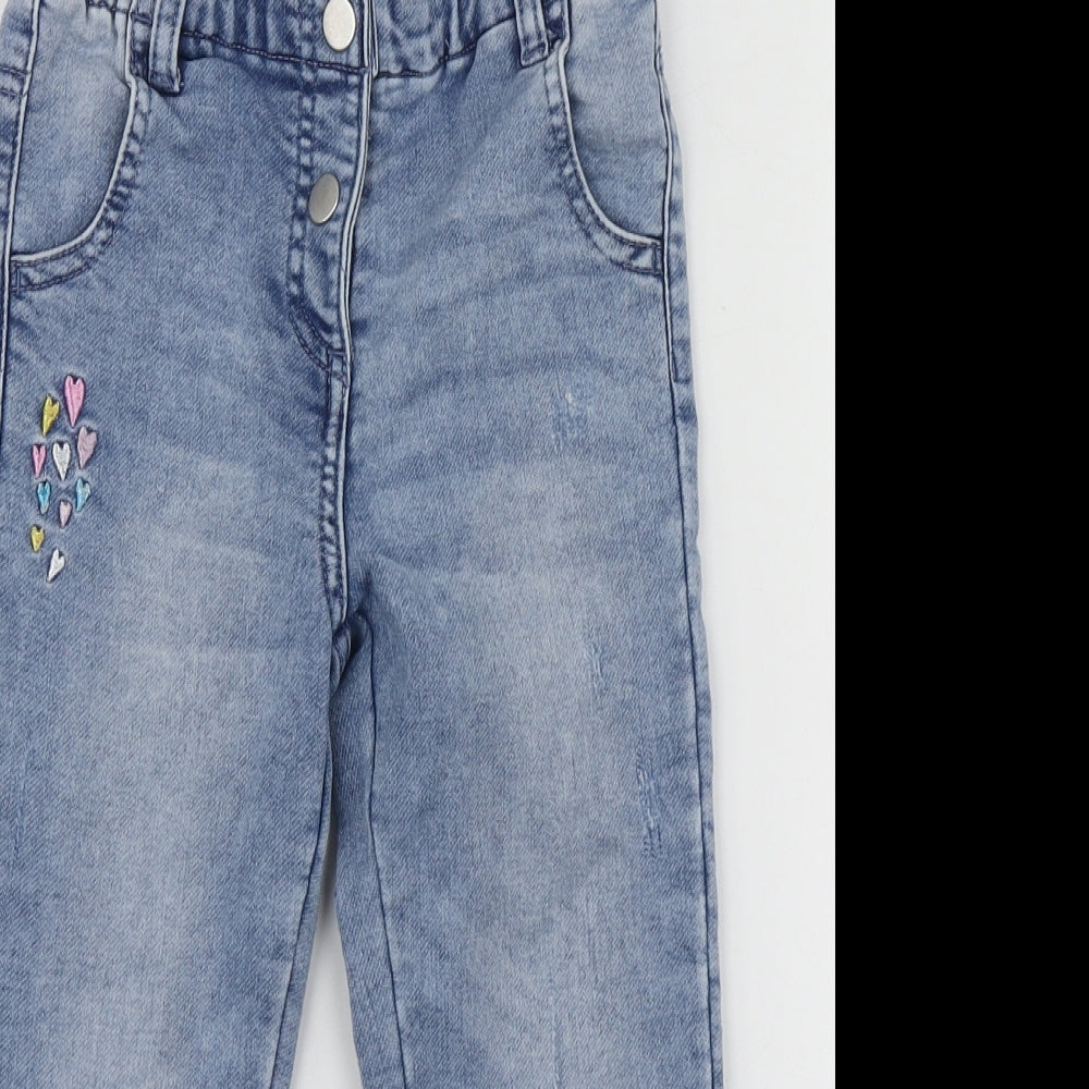 Dunnes Stores Girls Blue Geometric Cotton Skinny Jeans Size 3-4 Years  Regular