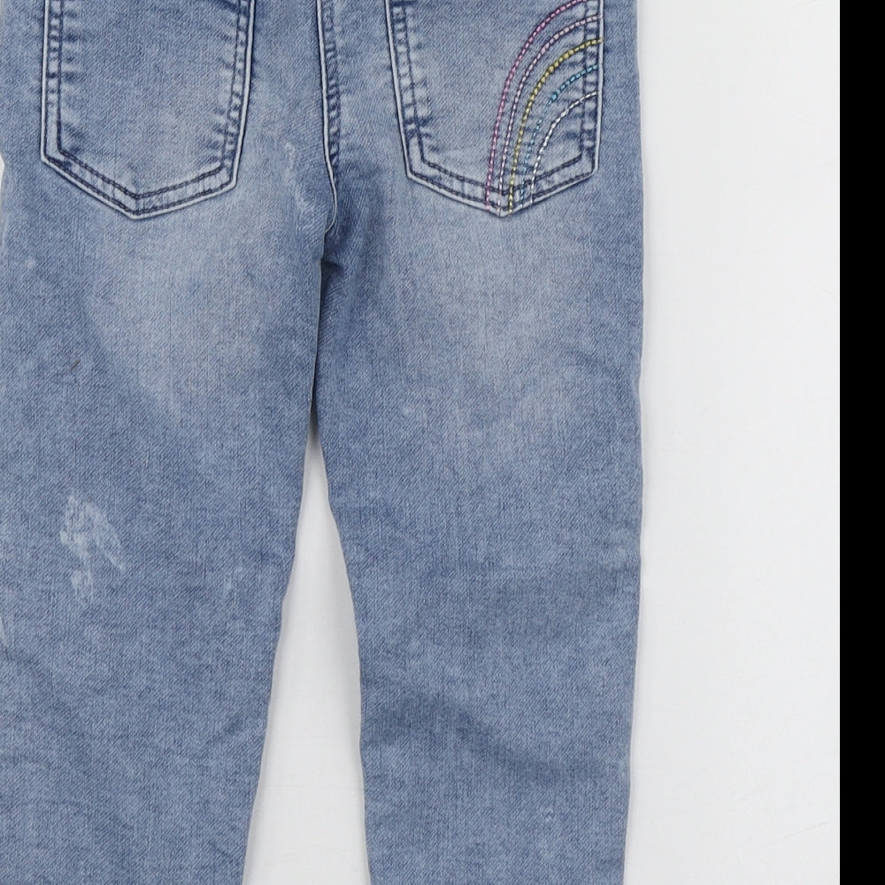 Dunnes Stores Girls Blue Geometric Cotton Skinny Jeans Size 3-4 Years  Regular