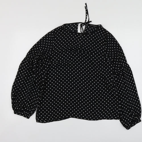 Dorothy Perkins Womens Black Polka Dot Polyester Basic Blouse Size 10 Round Neck
