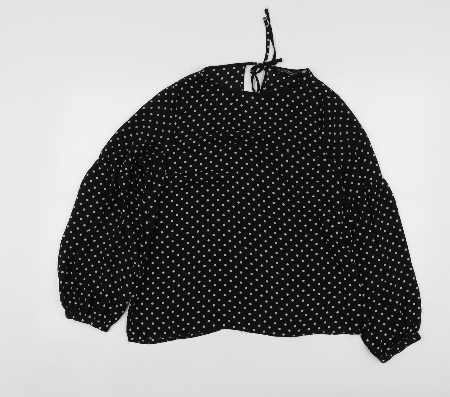 Dorothy Perkins Womens Black Polka Dot Polyester Basic Blouse Size 10 Round Neck