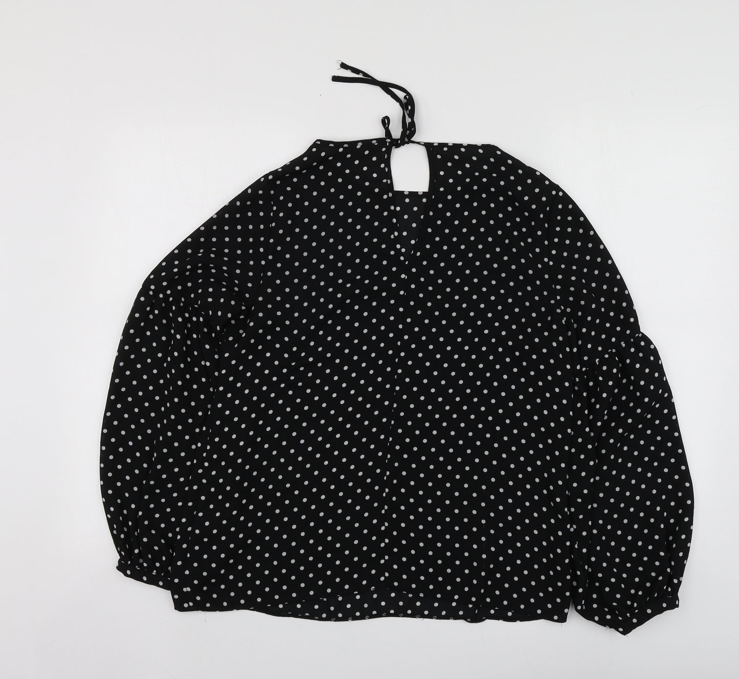 Dorothy Perkins Womens Black Polka Dot Polyester Basic Blouse Size 10 Round Neck