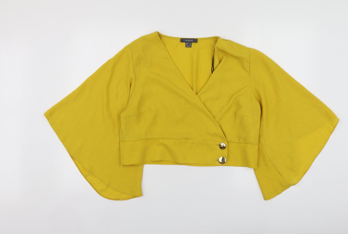 Primark Womens Yellow  Polyester Basic Blouse Size 18 V-Neck