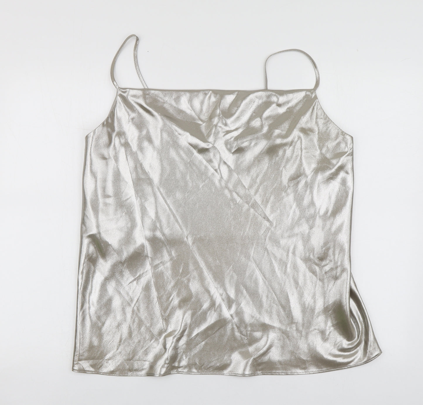 River Island Womens Silver  Polyester Basic T-Shirt Size 14 Round Neck