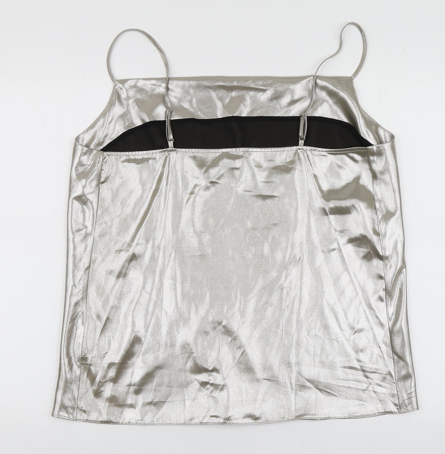 River Island Womens Silver  Polyester Basic T-Shirt Size 14 Round Neck