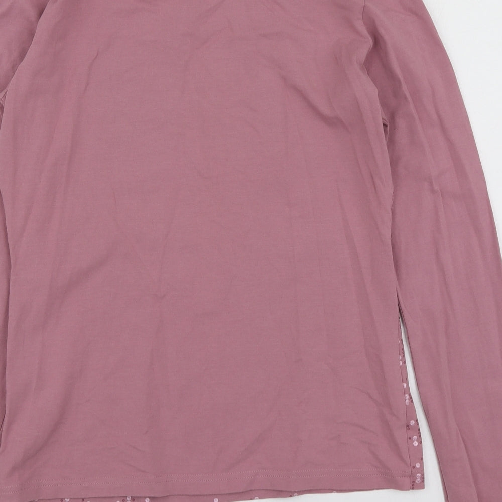 Esprit Womens Pink Geometric Cotton Basic T-Shirt Size L Round Neck