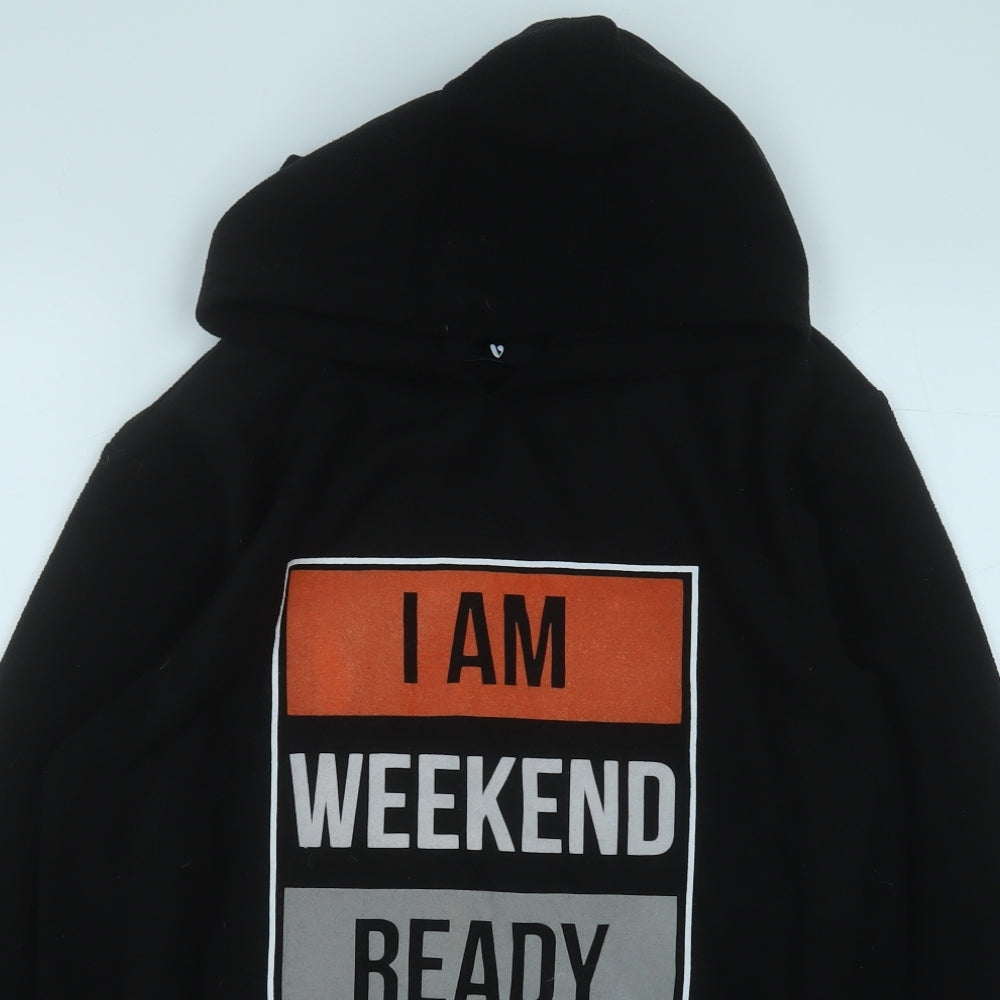 Very Boys Black  Polyester Pullover Hoodie Size 13 Years   - I AM WEEKEND READY