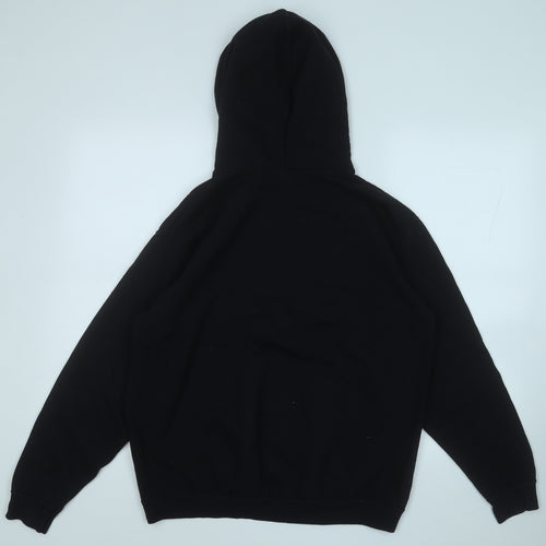Fruit of the Loom Girls Black  Cotton Pullover Hoodie Size 14-15 Years   - Love Heart