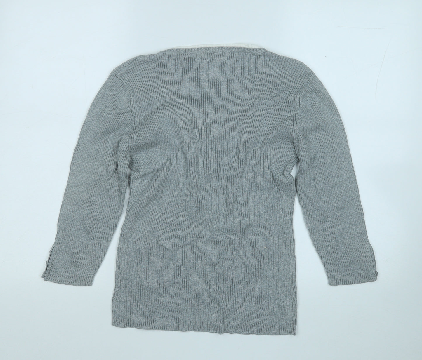 Papaya Womens Grey Round Neck  Cotton Pullover Jumper Size 16