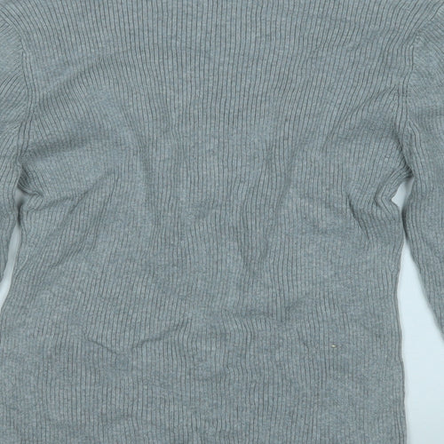 Papaya Womens Grey Round Neck  Cotton Pullover Jumper Size 16