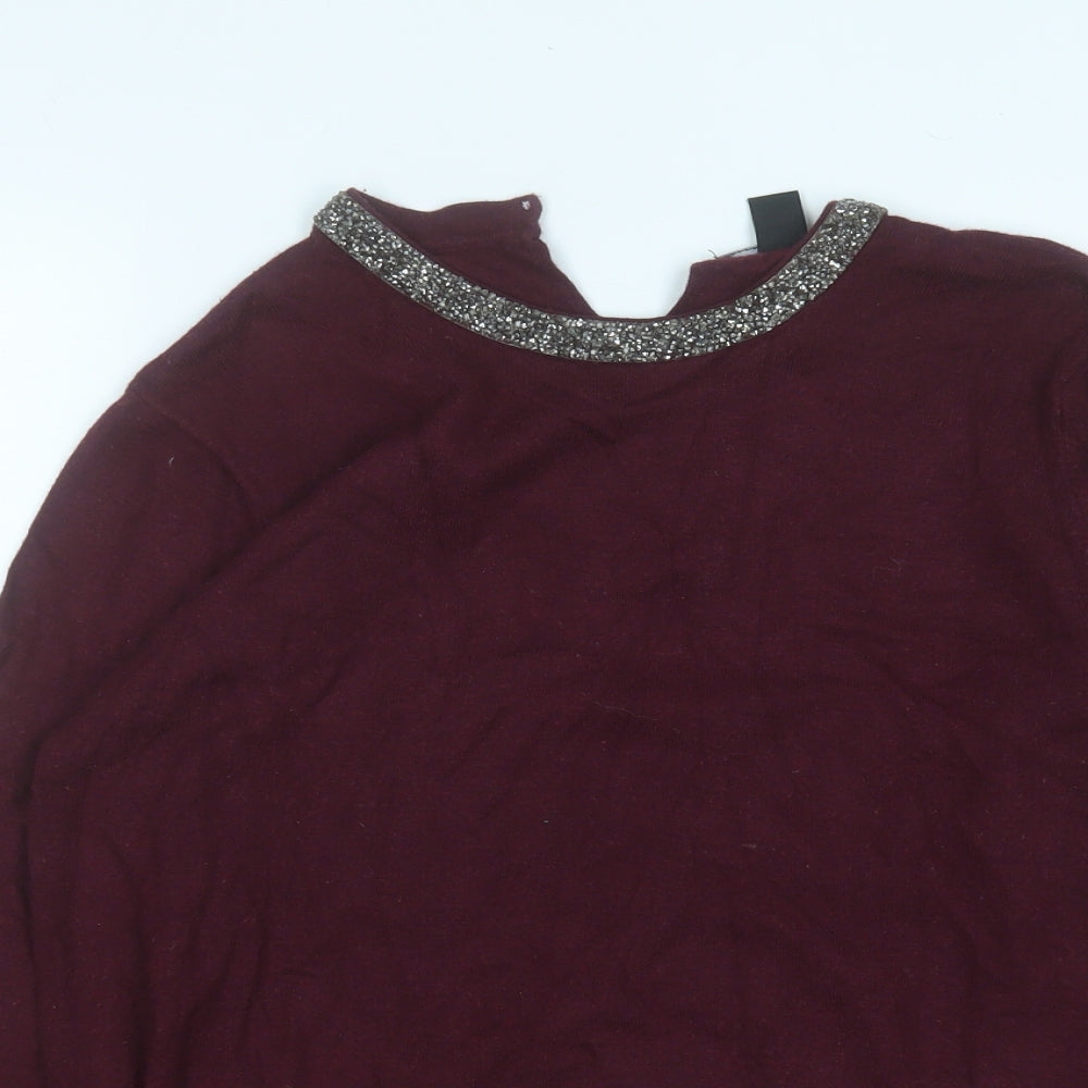 Atmosphere Womens Purple Round Neck  Viscose Pullover Jumper Size 14