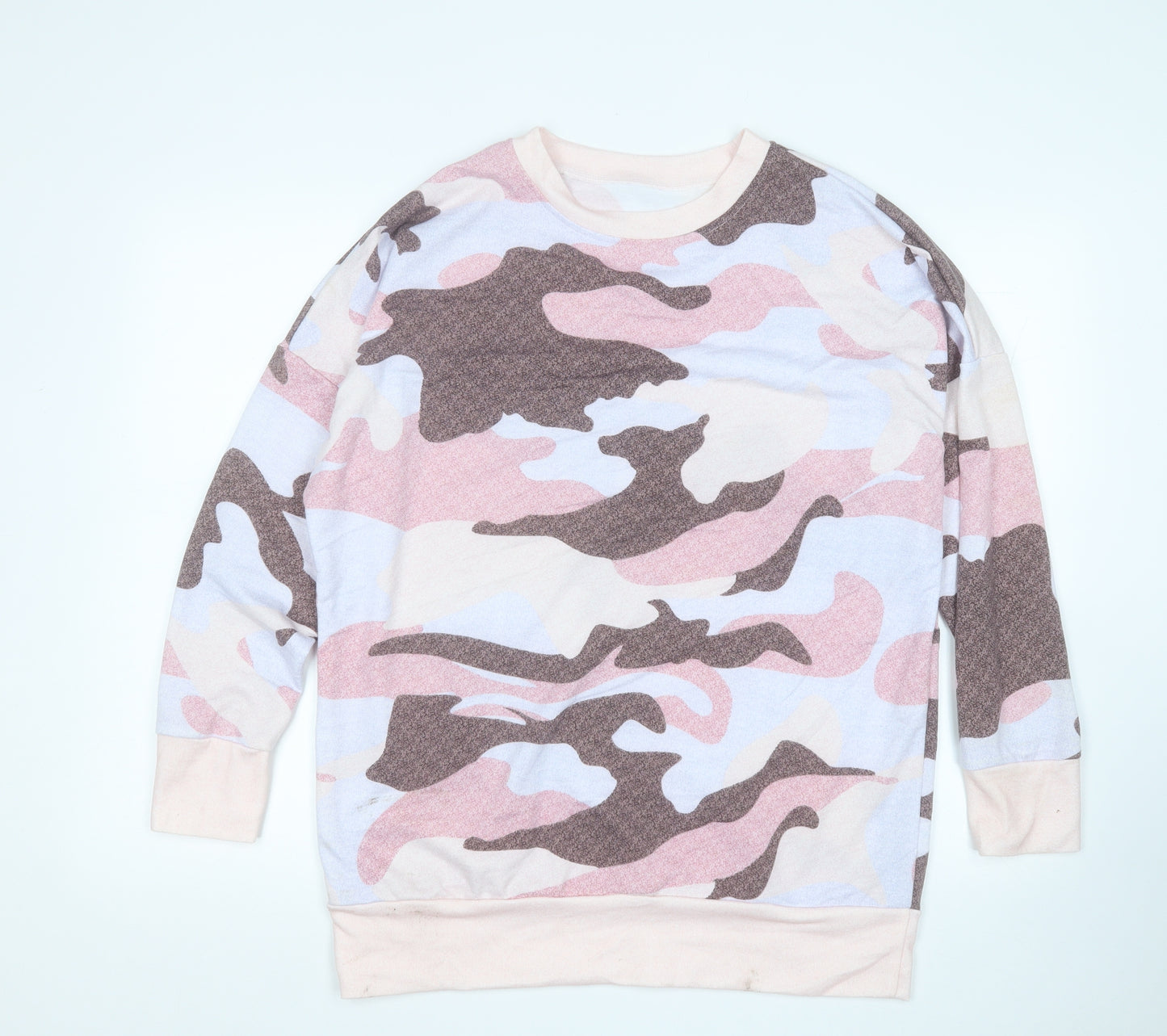 Preworn Womens Multicoloured Round Neck Camouflage Polyester Pullover Jumper Size L