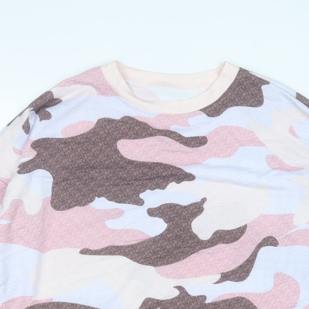 Preworn Womens Multicoloured Round Neck Camouflage Polyester Pullover Jumper Size L