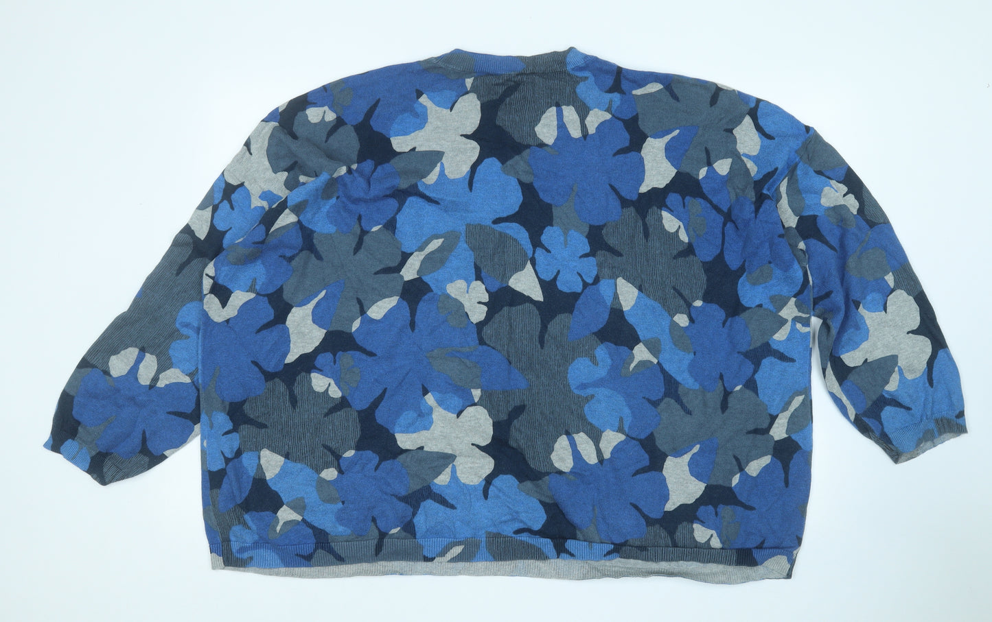 Seasalt Cornwall Womens Blue Round Neck Floral Cotton Pullover Jumper Size 26