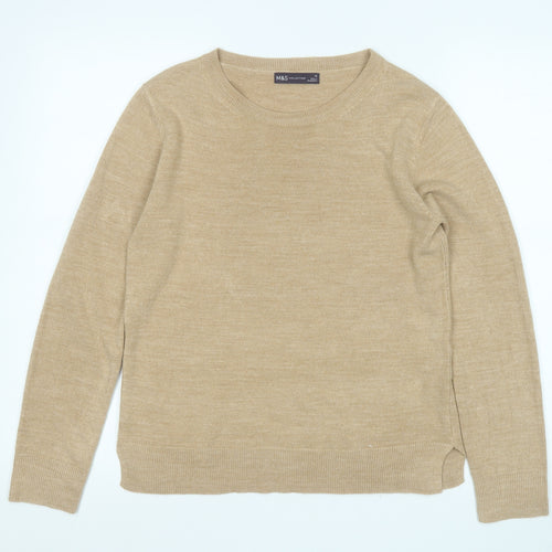 Marks and Spencer Womens Brown Round Neck  Acrylic Pullover Jumper Size 10