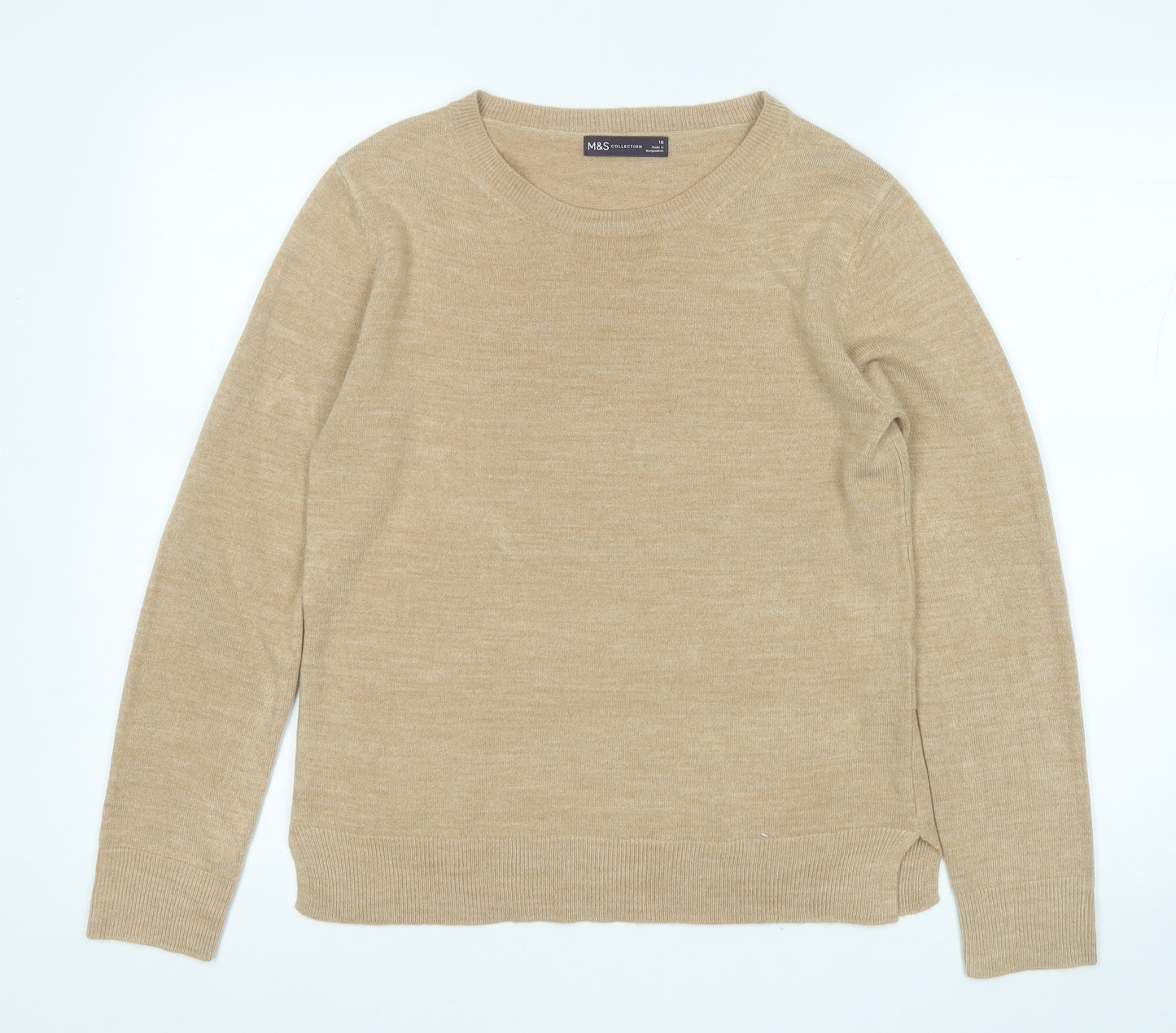 Marks and Spencer Womens Brown Round Neck  Acrylic Pullover Jumper Size 10