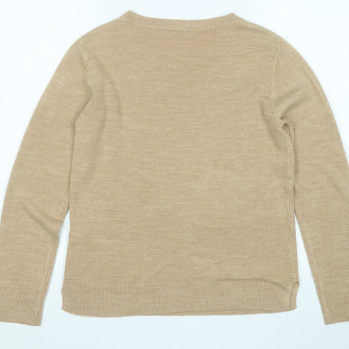 Marks and Spencer Womens Brown Round Neck  Acrylic Pullover Jumper Size 10