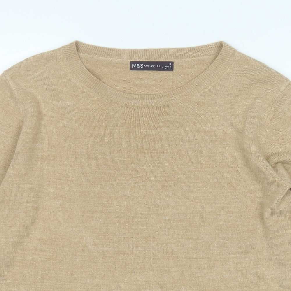 Marks and Spencer Womens Brown Round Neck  Acrylic Pullover Jumper Size 10