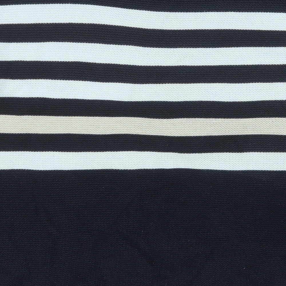 CC Womens Blue Round Neck Striped Cotton Pullover Jumper Size L