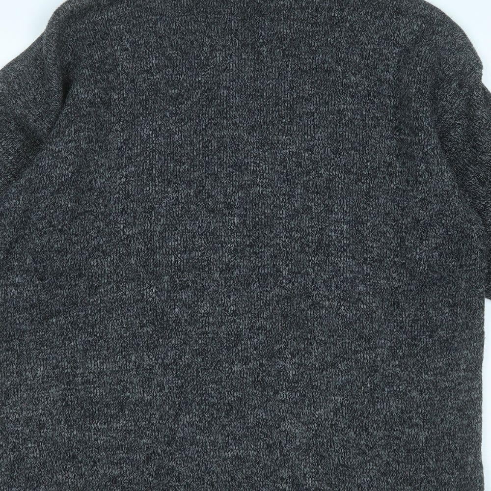 Cignal Womens Grey Round Neck Floral Acrylic Pullover Jumper Size L