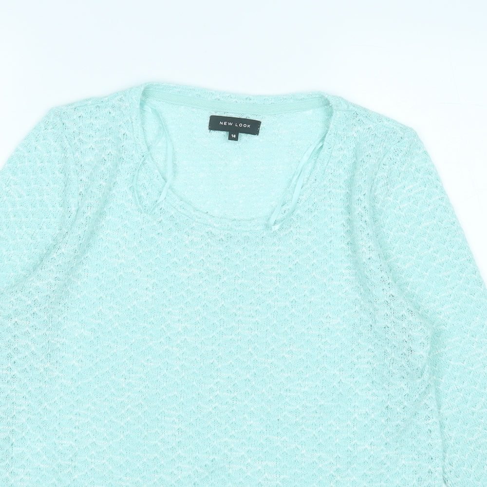 New Look Womens Blue Round Neck  Polyester Pullover Jumper Size 14