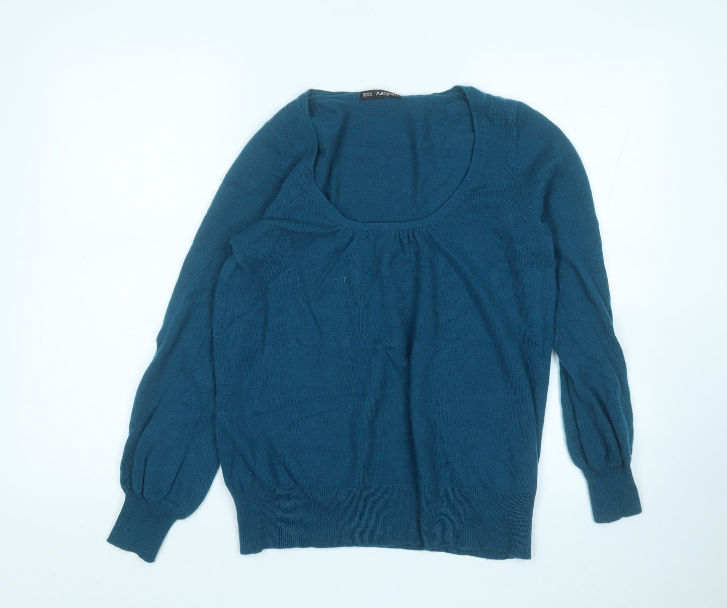 Marks and Spencer Womens Blue Round Neck  Cashmere Pullover Jumper Size 16