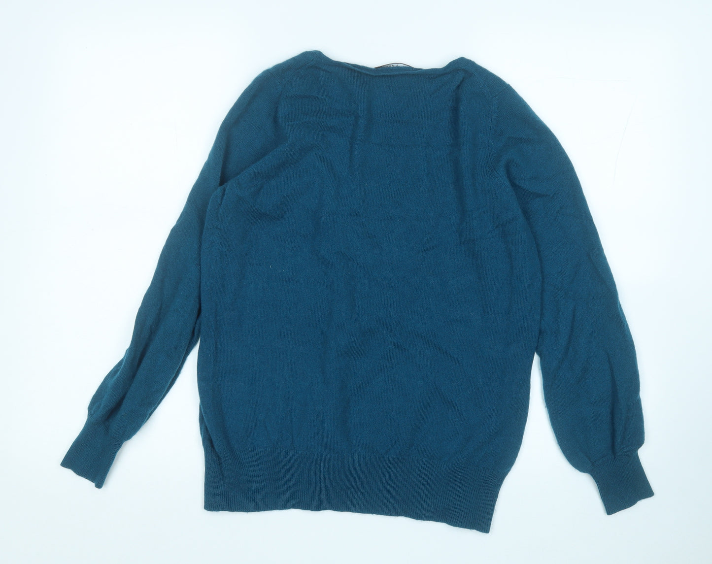 Marks and Spencer Womens Blue Round Neck  Cashmere Pullover Jumper Size 16