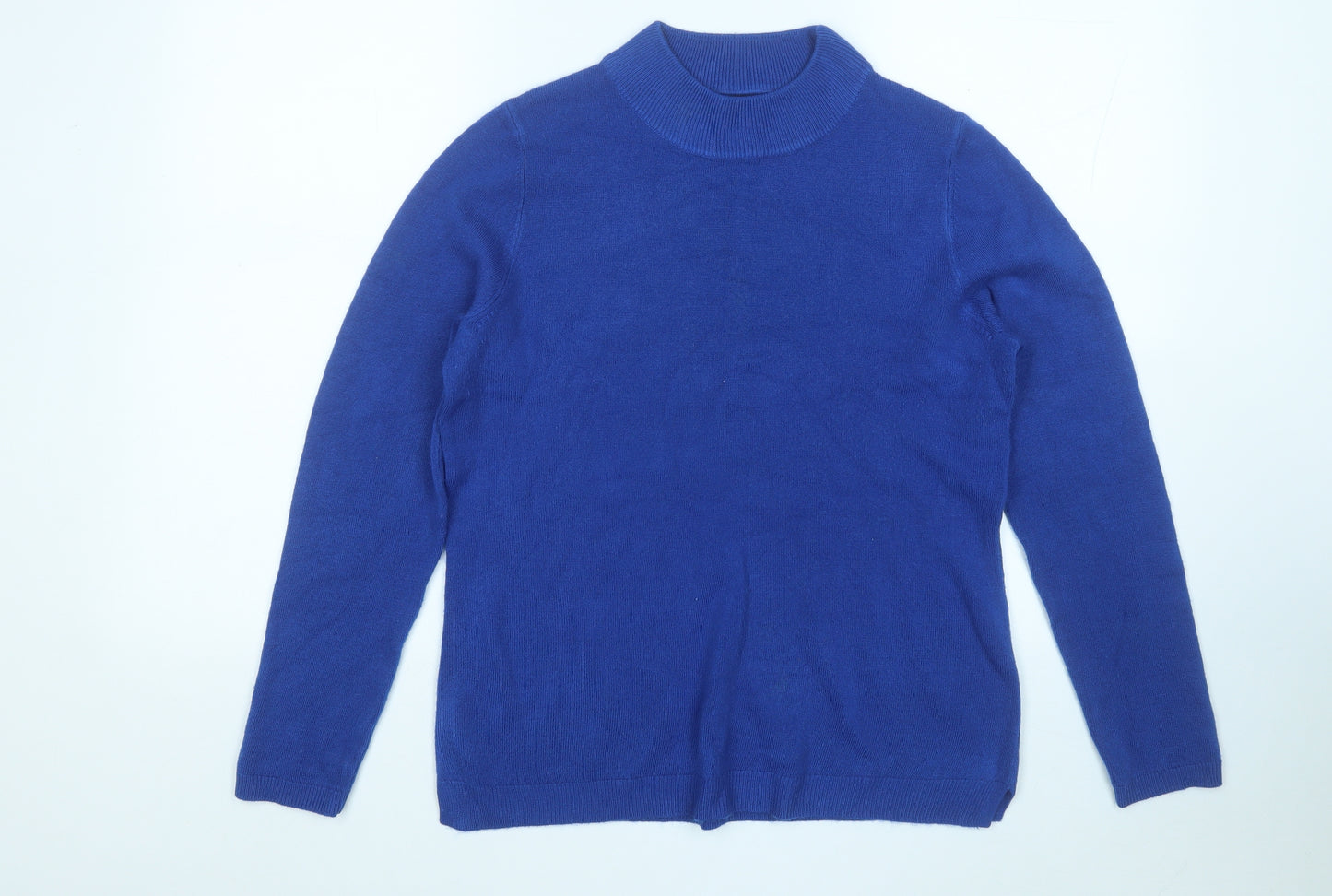Papaya Womens Blue Mock Neck  Acrylic Pullover Jumper Size 14