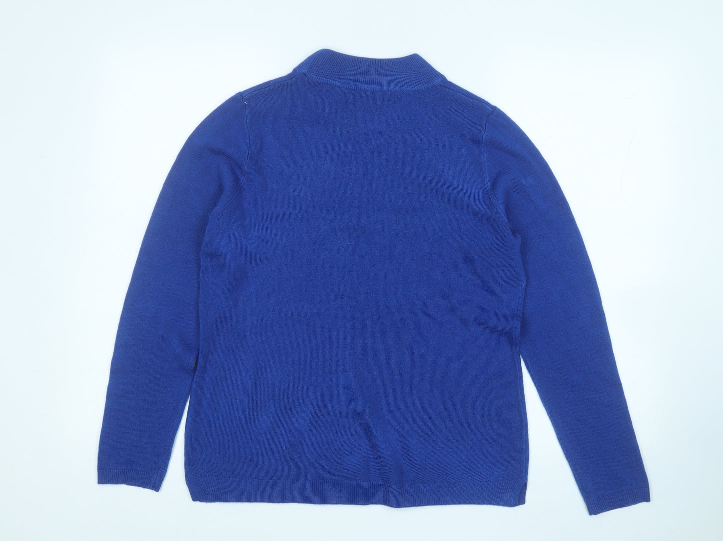 Papaya Womens Blue Mock Neck  Acrylic Pullover Jumper Size 14