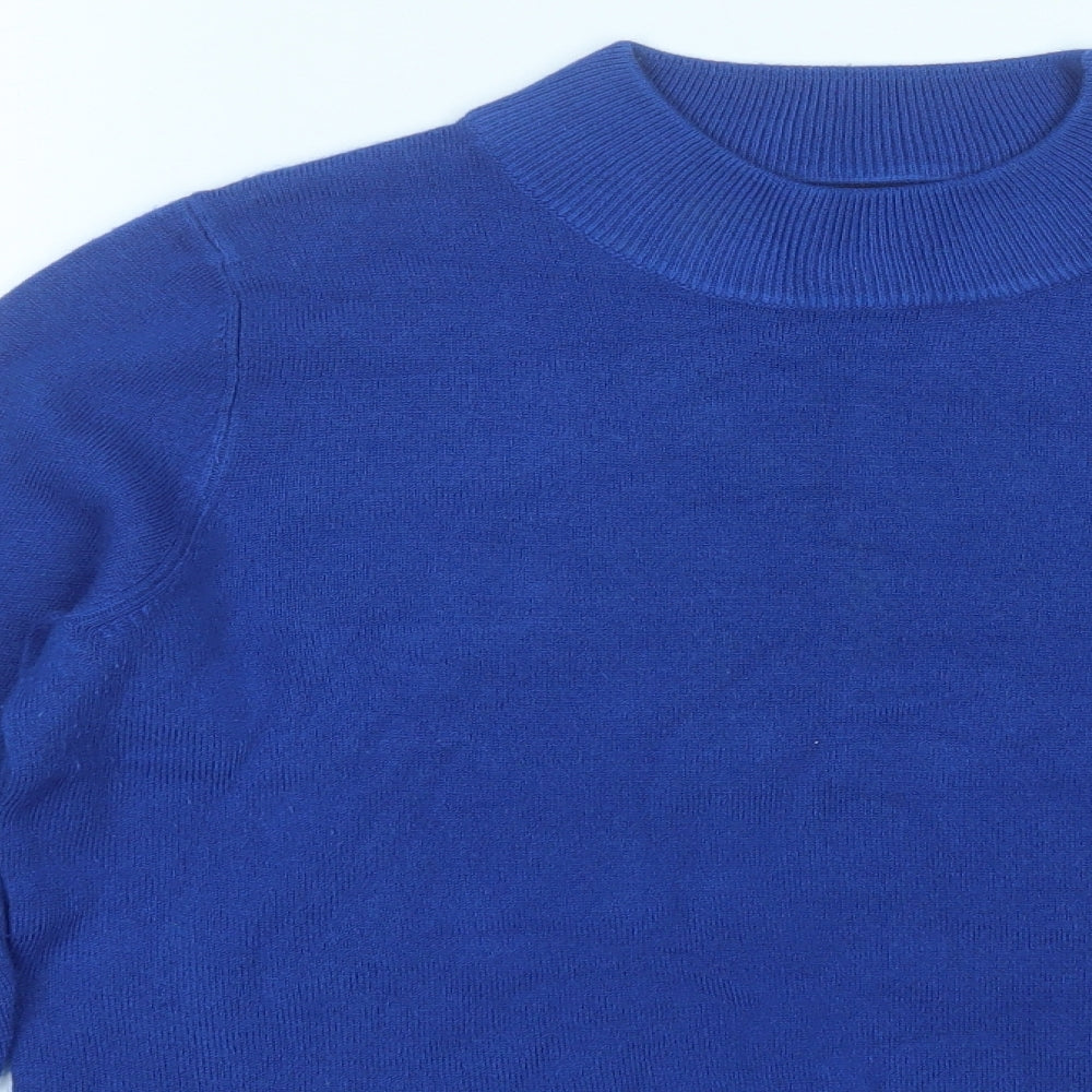 Papaya Womens Blue Mock Neck  Acrylic Pullover Jumper Size 14