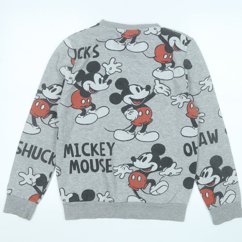 Primark Womens Grey Geometric Cotton Pullover Sweatshirt Size 4   - Mickey Mouse