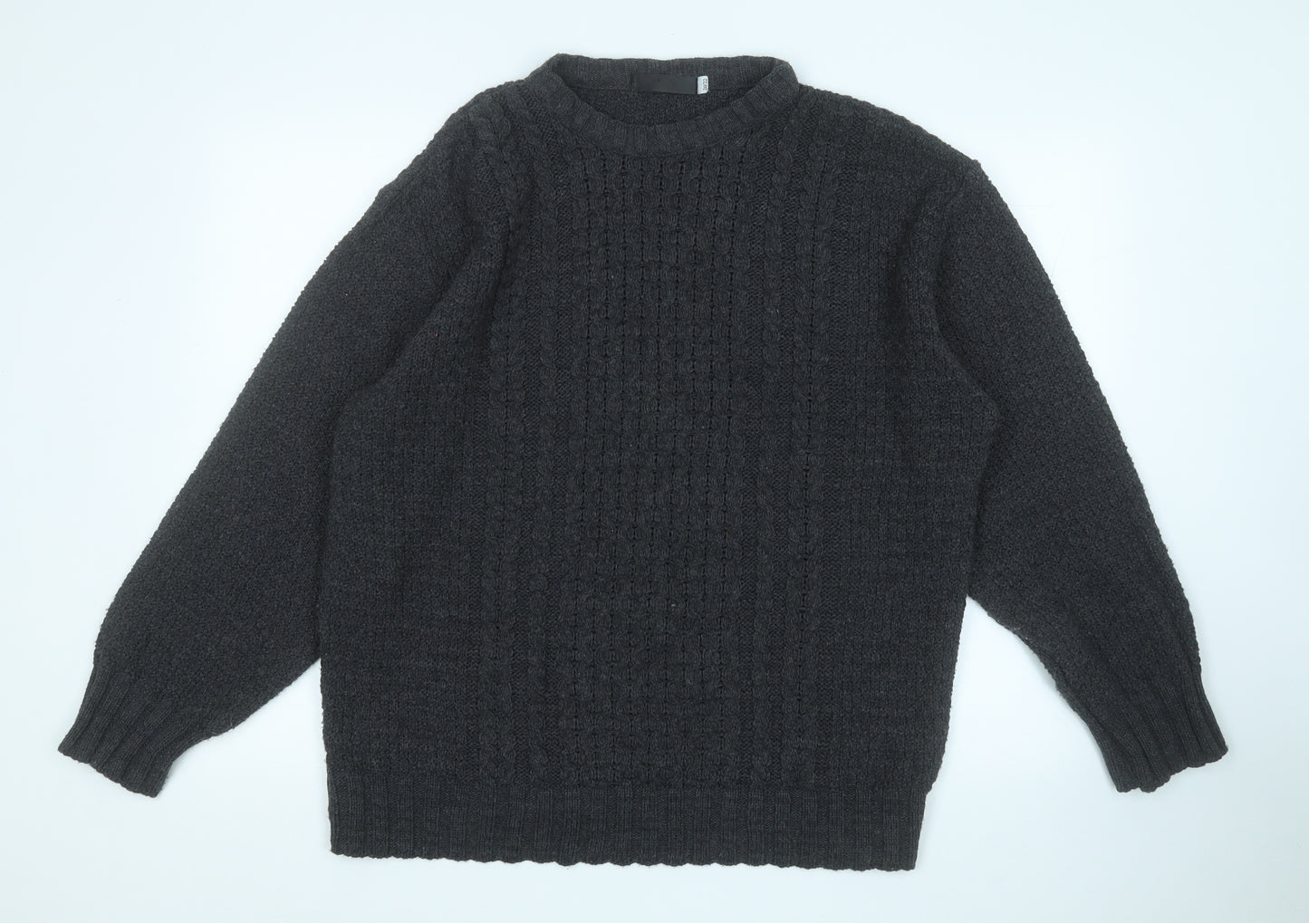 Preworn Womens Grey Round Neck  Acrylic Pullover Jumper Size 22