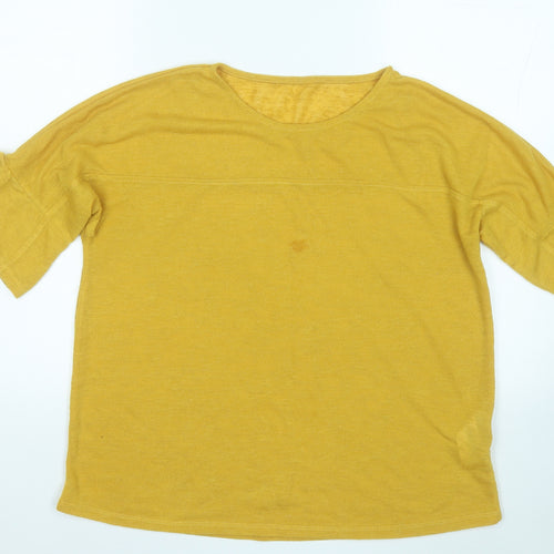 Debenhams Womens Yellow Round Neck  Polyester Pullover Jumper Size 14