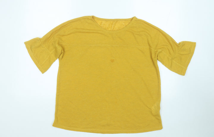 Debenhams Womens Yellow Round Neck Polyester Pullover Jumper Size 14